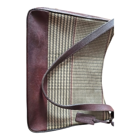 Ralph Lauren Elegant Brown Houndstooth Shoulder Bag Vintage 9"H 11-1/2"W 3"D - Picture 6 of 13
